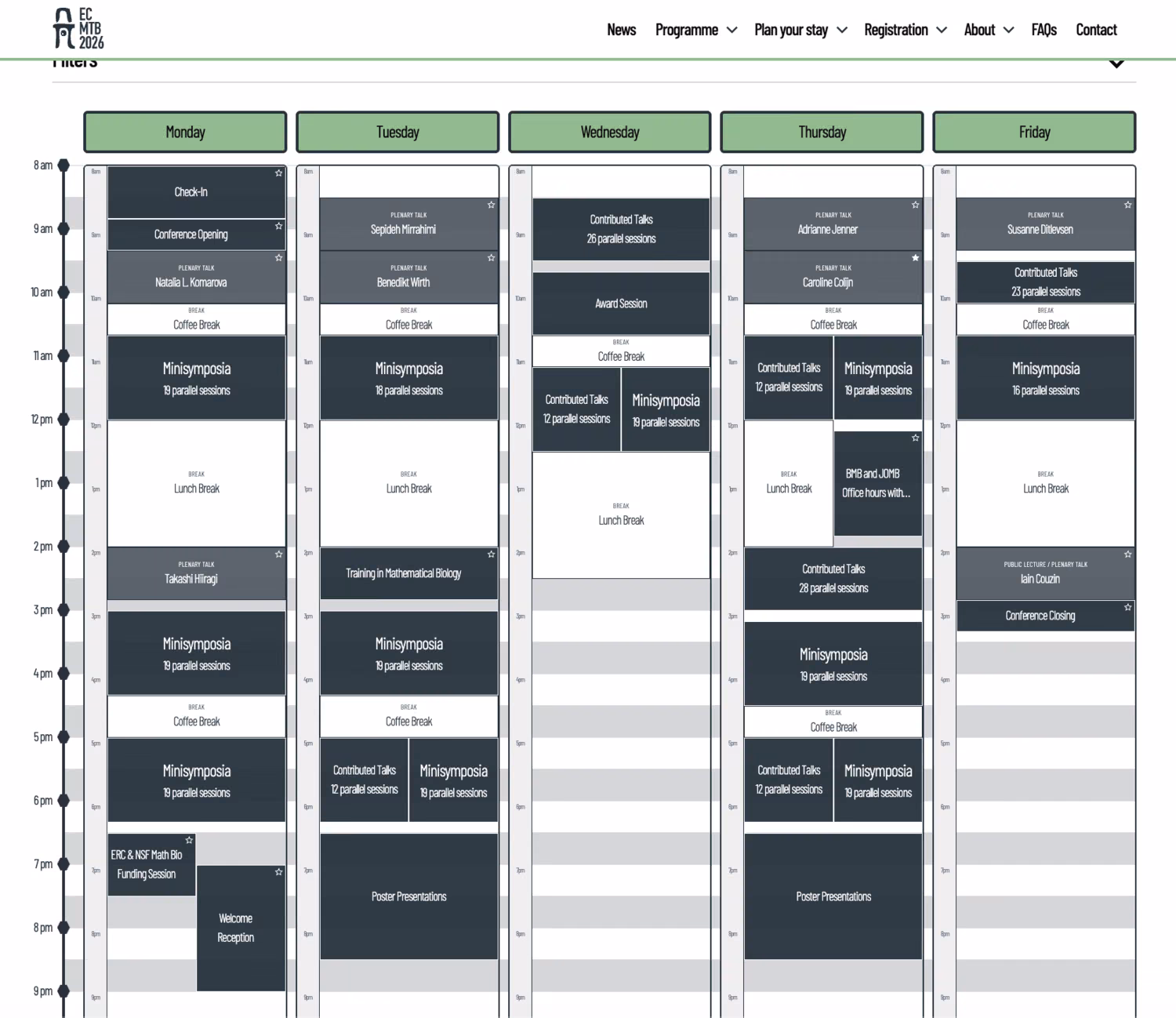 A screenshot of the full ECMTB schedule in one view.